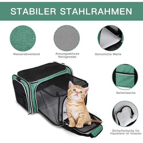 BAGLHER Cat Carrier Bag,Airline Approved Pet Carrier Soft Side Pet Travel 5 Sides Open Doors 3 Sides Expandable Foldable Dog Carrier with Fleece Pad - Image 3