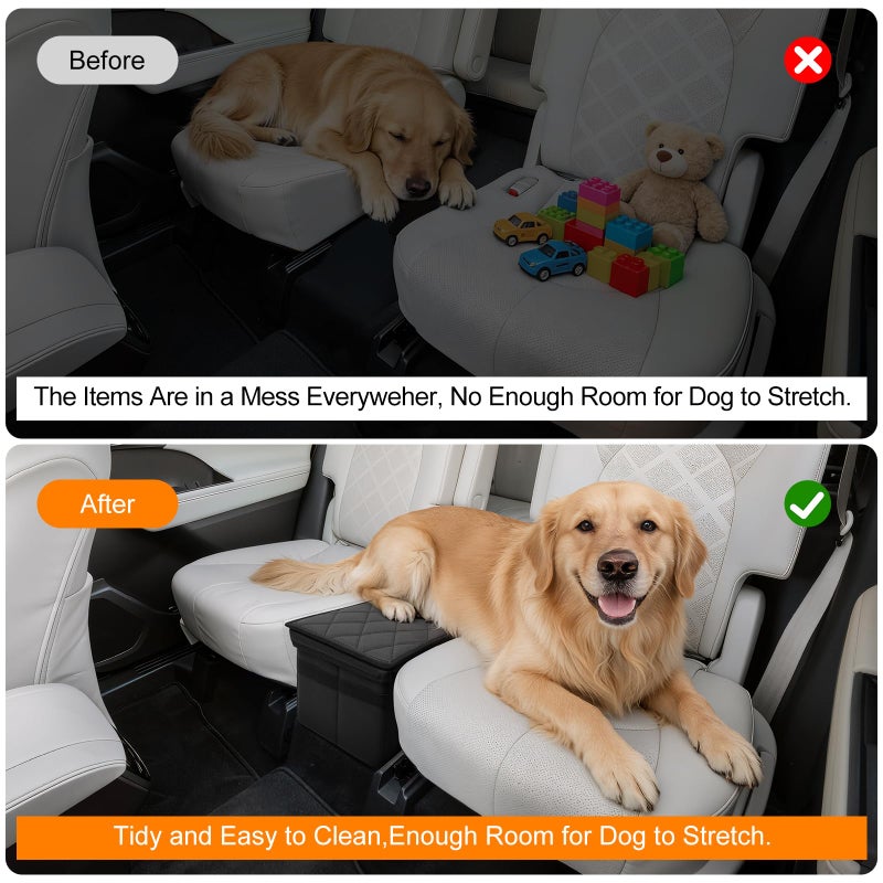 BORDAN Car Seat Organizer for Kia Telluride 2020-2026 w/Built-In Cooler Bag, Telluride Second Car Console Organizer w/Non-Slip Strips, Foldable Backseat Organize for Dog Toys Kids Snacks Travel Storage Box - Image 4