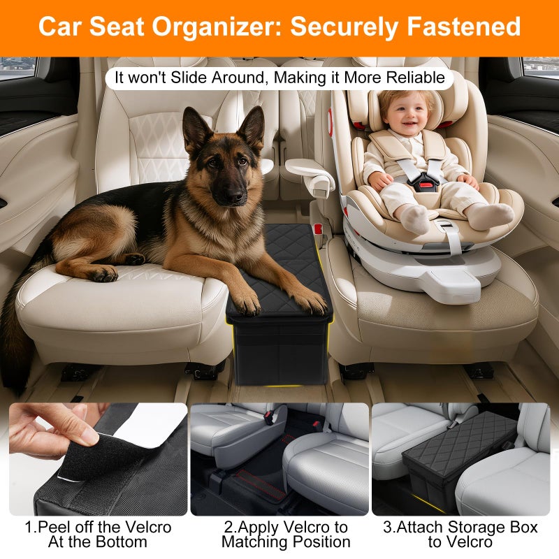 BORDAN Car Seat Organizer for Kia Telluride 2020-2026 w/Built-In Cooler Bag, Telluride Second Car Console Organizer w/Non-Slip Strips, Foldable Backseat Organize for Dog Toys Kids Snacks Travel Storage Box - Image 2