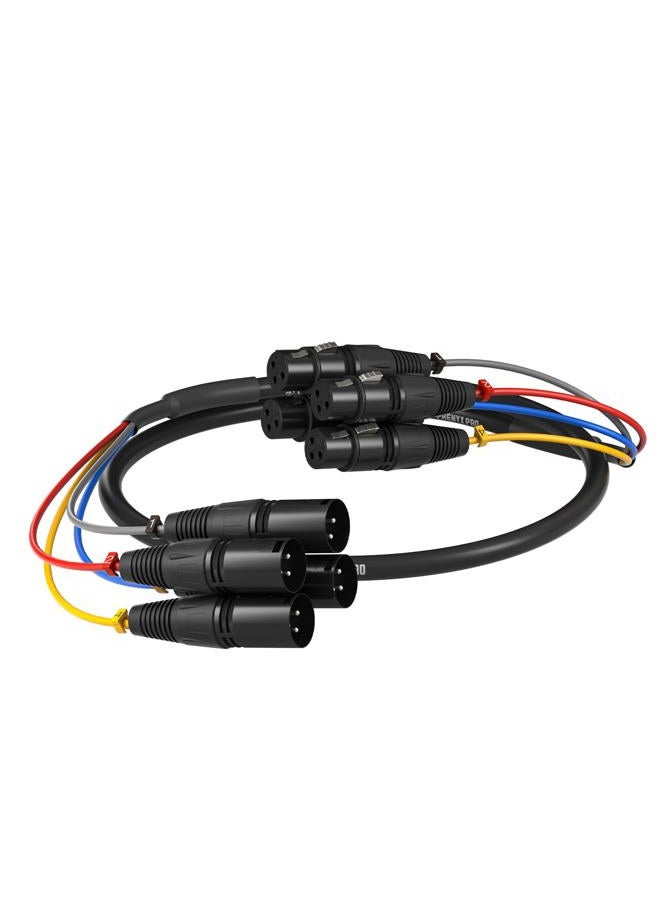 Phenyx Pro 3 Ft XLR Snake Cable, Color-Coded Patch Cable Wire, 4-Channel Male to Female, OFC Copper, XLR Splitter Balanced Microphone Cord for Mixer, IEM, Mic System - Image 1