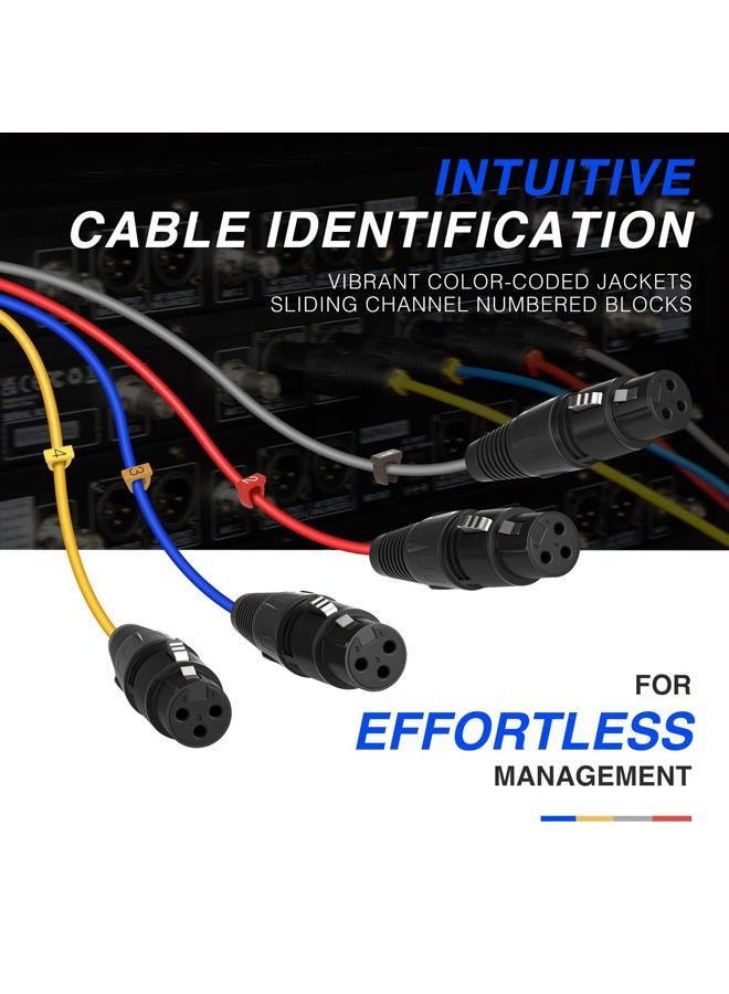 Phenyx Pro 3 Ft XLR Snake Cable, Color-Coded Patch Cable Wire, 4-Channel Male to Female, OFC Copper, XLR Splitter Balanced Microphone Cord for Mixer, IEM, Mic System - Image 3
