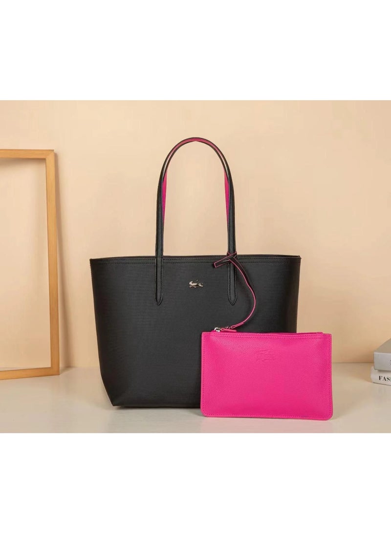 Lacoste Women's Double sided Two tone Large Capacity Handbag, Fashionable Multi functional - Image 1