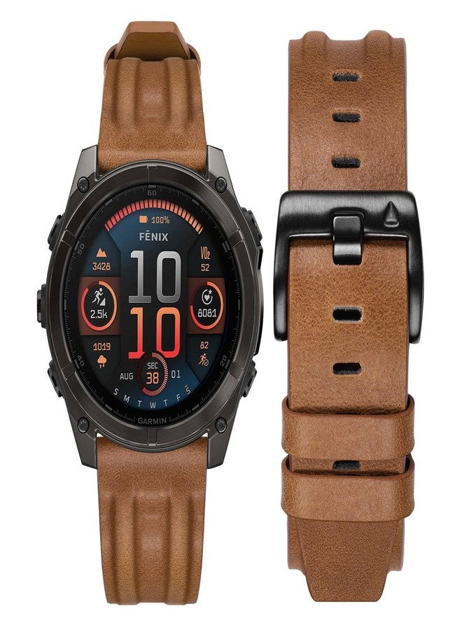 TRUMiRR Band for Garmin Fenix 8 51mm / 7X / 6X Pro / 5X Plus, 26mm Genuine Leather Watchband Quick Fit Strap for Instinct 3 Solar 50mm / Epix Pro 51mm / Enduro 3 - Image 1