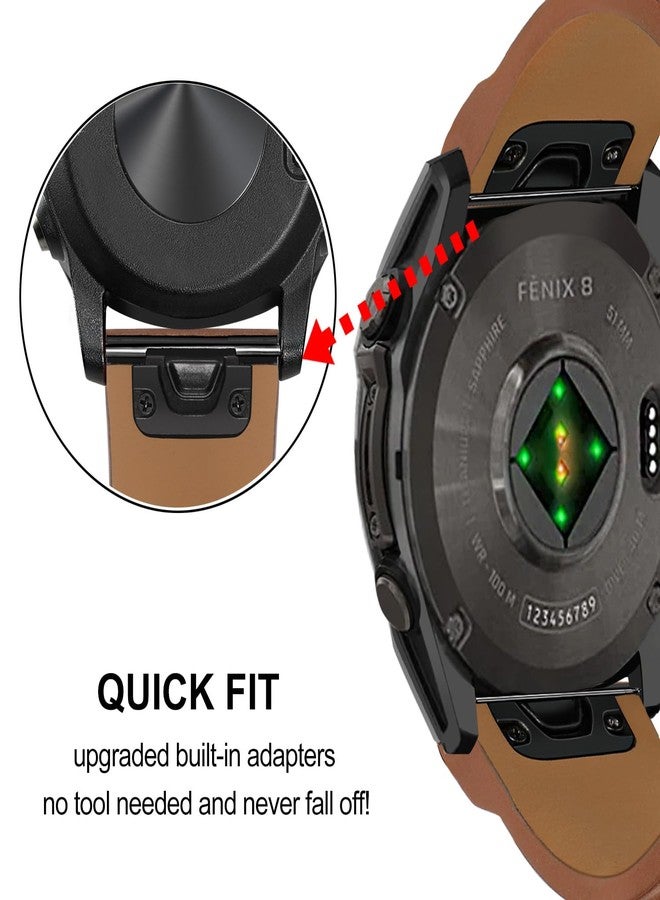 TRUMiRR Band for Garmin Fenix 8 51mm / 7X / 6X Pro / 5X Plus, 26mm Genuine Leather Watchband Quick Fit Strap for Instinct 3 Solar 50mm / Epix Pro 51mm / Enduro 3 - Image 2
