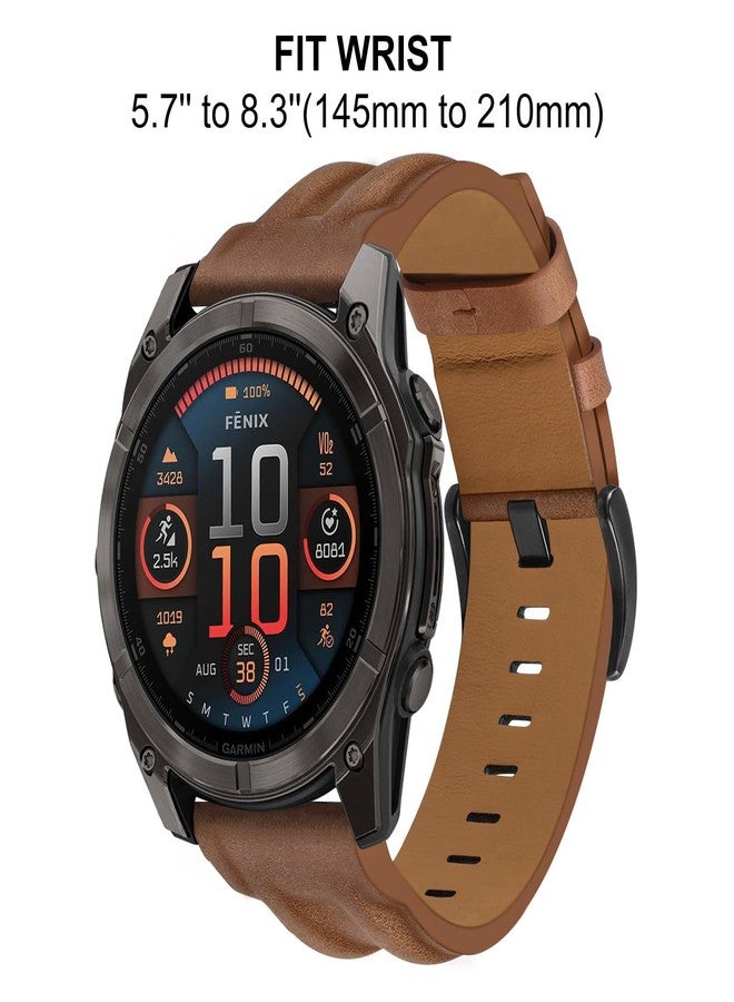 TRUMiRR Band for Garmin Fenix 8 51mm / 7X / 6X Pro / 5X Plus, 26mm Genuine Leather Watchband Quick Fit Strap for Instinct 3 Solar 50mm / Epix Pro 51mm / Enduro 3 - Image 4