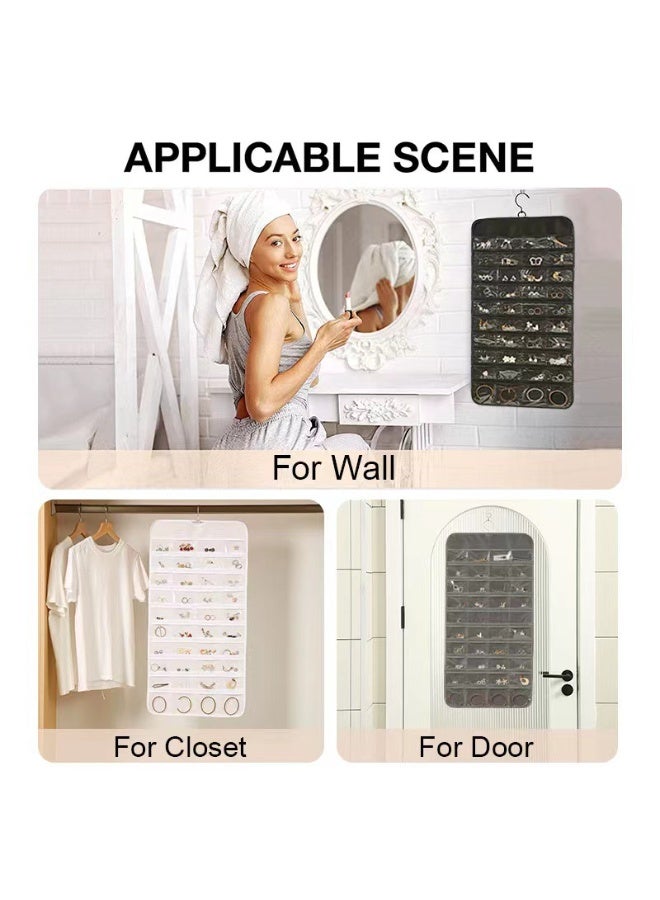 منظف مجوهرات معلق (80 جيب بسحاب) - رمادي لحمل الإكسسوارات - Image 2