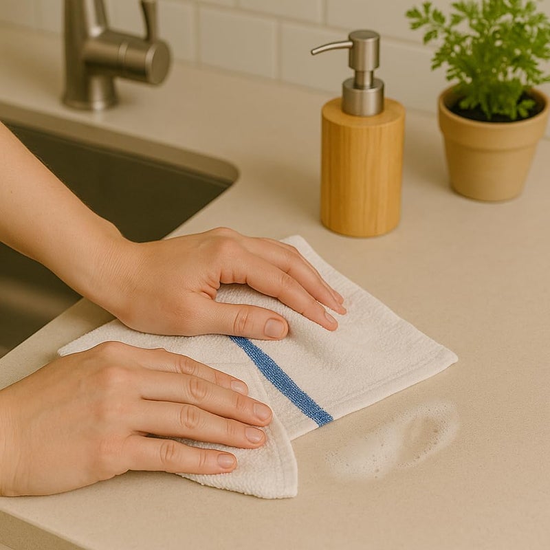ZUPERIA Bar Mop Towels - 24 Pack (16"x19") - 100% Cotton High Absorbency Kitchen Towels â€“ Reusable Dish Cloths, Quick-Dry Rags with Blue Stripe â€“ Ideal for Restaurants, Cooks, Bartenders & Homes - Image 5
