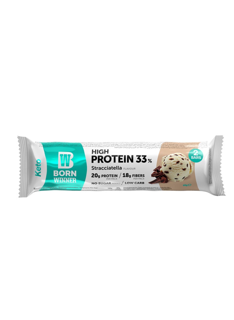 BORN WINNER Stracciatella Ice Cream Keto Protein Bar 60g - Image 1