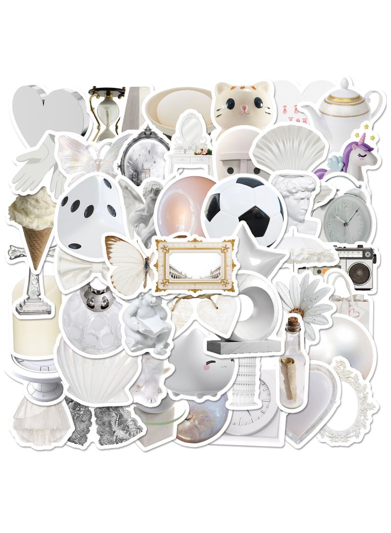 قوس قزح أورينبو 50 قطعة ملصقات بتصميم أبيض قديم، ملصقات مقاومة للماء، ملصقات لابتوب، كمبيوتر، لوح تزلج، مصدات، ملصقات جمالية فيسكو من الفينيل للأطفال، المراهقين، الفتيات - Image 1