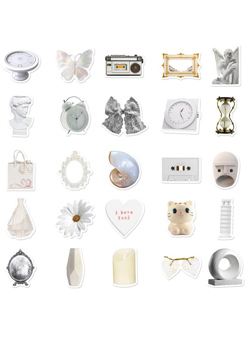 قوس قزح أورينبو 50 قطعة ملصقات بتصميم أبيض قديم، ملصقات مقاومة للماء، ملصقات لابتوب، كمبيوتر، لوح تزلج، مصدات، ملصقات جمالية فيسكو من الفينيل للأطفال، المراهقين، الفتيات - Image 2