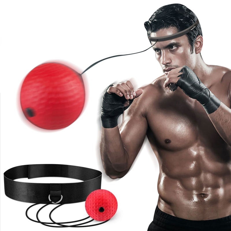 Boxing Reflex Ball Boxing Equipment Punching Ball Reflex Bag Reaction Agility Punching Speed Focus Eye Coordination Training The color of the protective gloves is random - Image 1