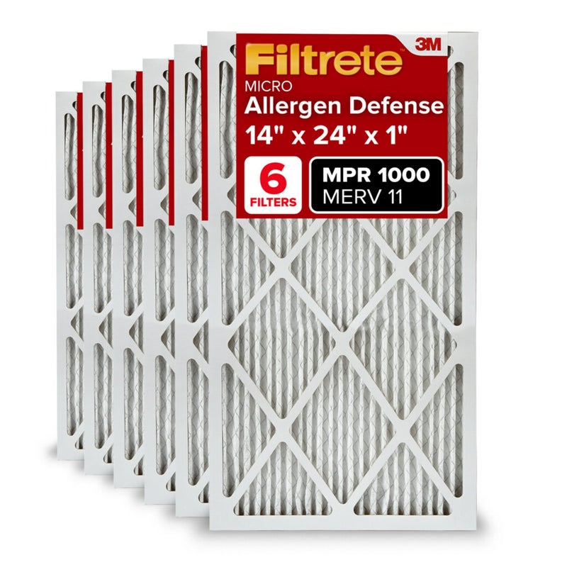 Filtrete 14x24x1 Air Filter MERV 11 MPR 1000 Allergen Defense 3Month AC and Furnace Filter Easy on Air Flow 6 HVAC Filters Actual Size 1381x2381x081 in