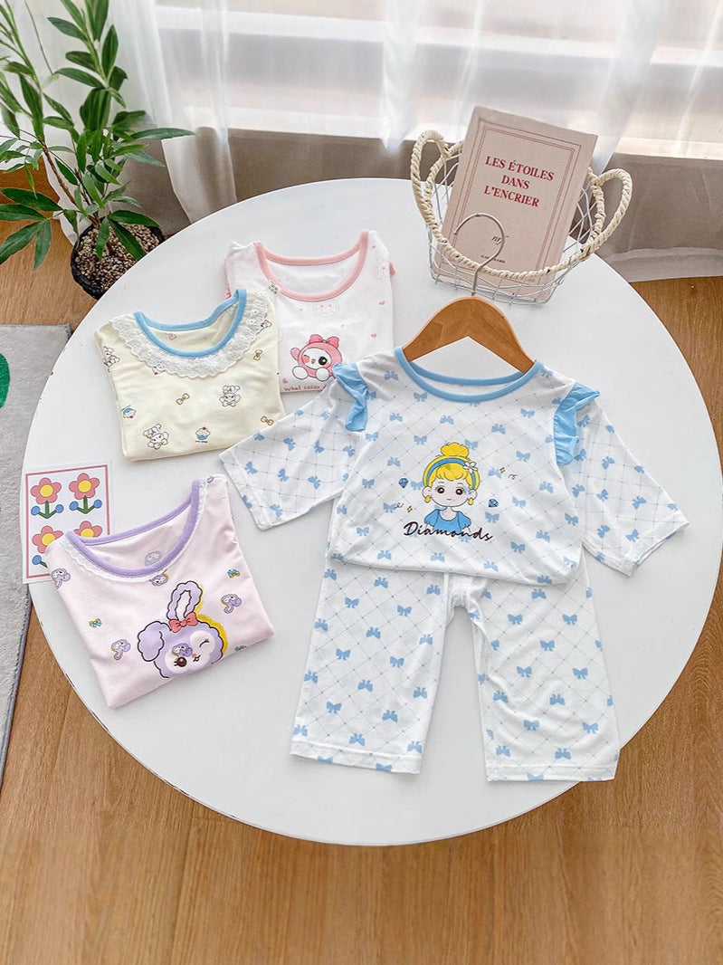 Anmeiya children's summer air conditioning clothing micro-business explosives boys and girls Tencel seven-point sleeve home clothing manufacturers wholesale - Image 5