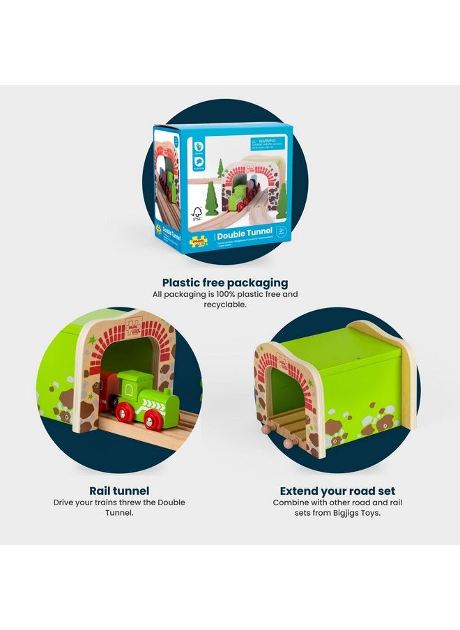 Bigjigs Rail , Double Tunnel, Wooden Toys, Train Set, Train Tunnel, Wooden Train Track Accessories, Bigjigs Accessories, Train Toys, Train Tunnel For Kids  - Image 4