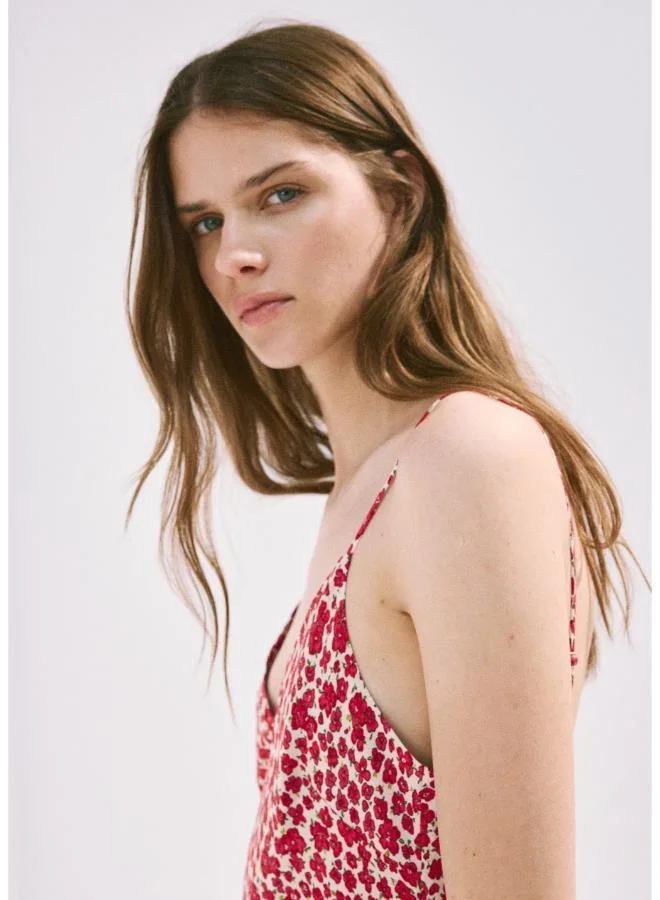 Mango red floral V-Neck Print Dress for Women | Best Price UAE