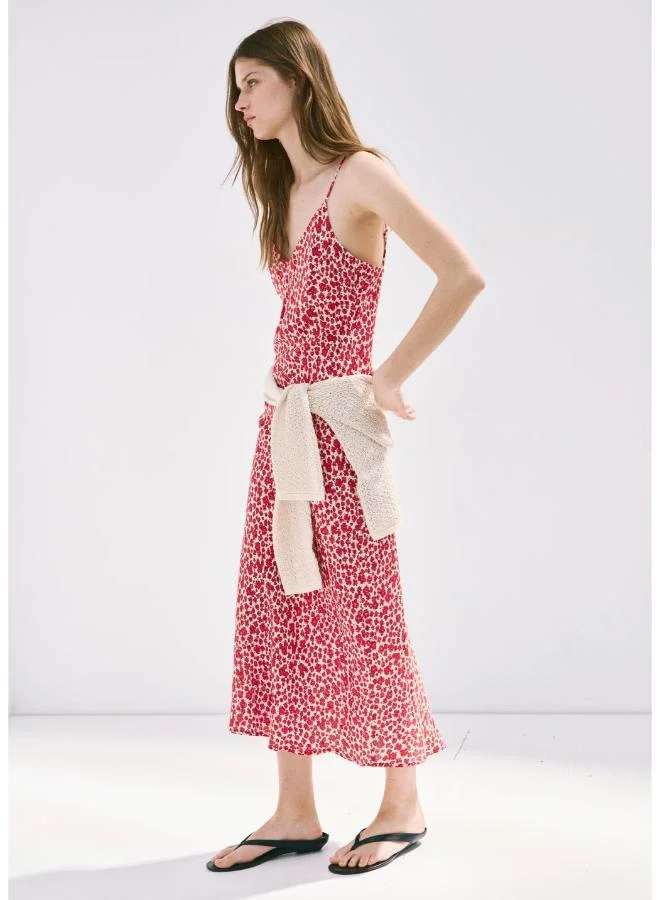 Mango red floral V-Neck Print Dress for Women | Best Price UAE
