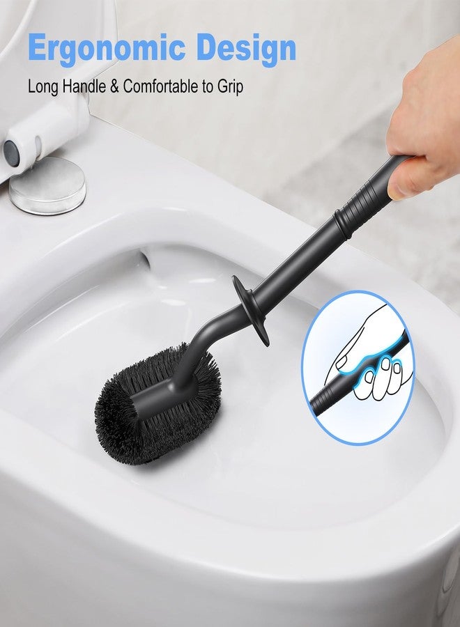 HAMITOR Toilet Bowl Brush Holder Set: Curved Design with Holder for Deep Cleaning Under Rim - Compact Hidden Scrubber for Small Space - Modern RV Bathroom Accessories - Black - Image 5