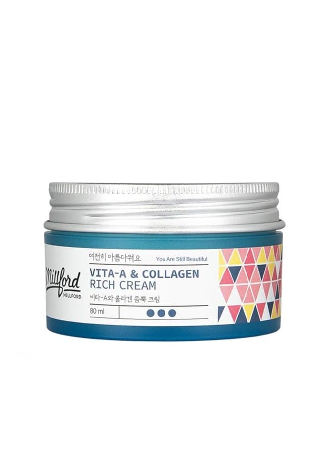 Milford - Milford Vita A & Collagen Rich Cream 80ml for Anti Aging, Wrinkes, Fine Lines - Image 1