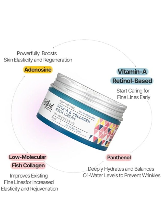 Milford - Milford Vita A & Collagen Rich Cream 80ml for Anti Aging, Wrinkes, Fine Lines - Image 1
