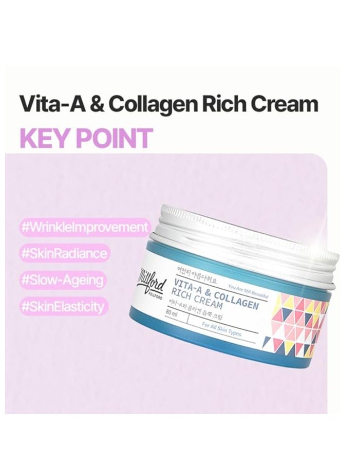 Milford - Milford Vita A & Collagen Rich Cream 80ml for Anti Aging, Wrinkes, Fine Lines - Image 1