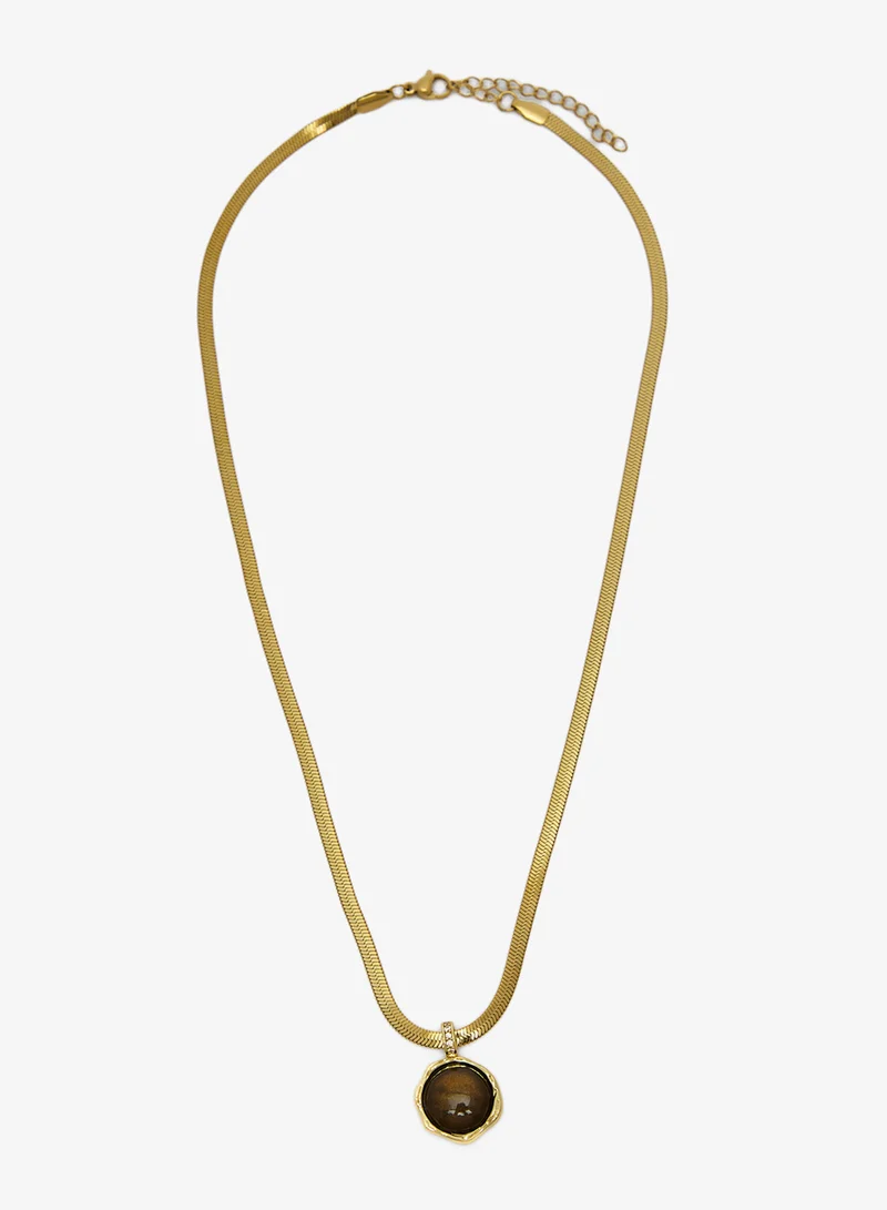 Seventy Five Chain Necklace With Round Football Pendant