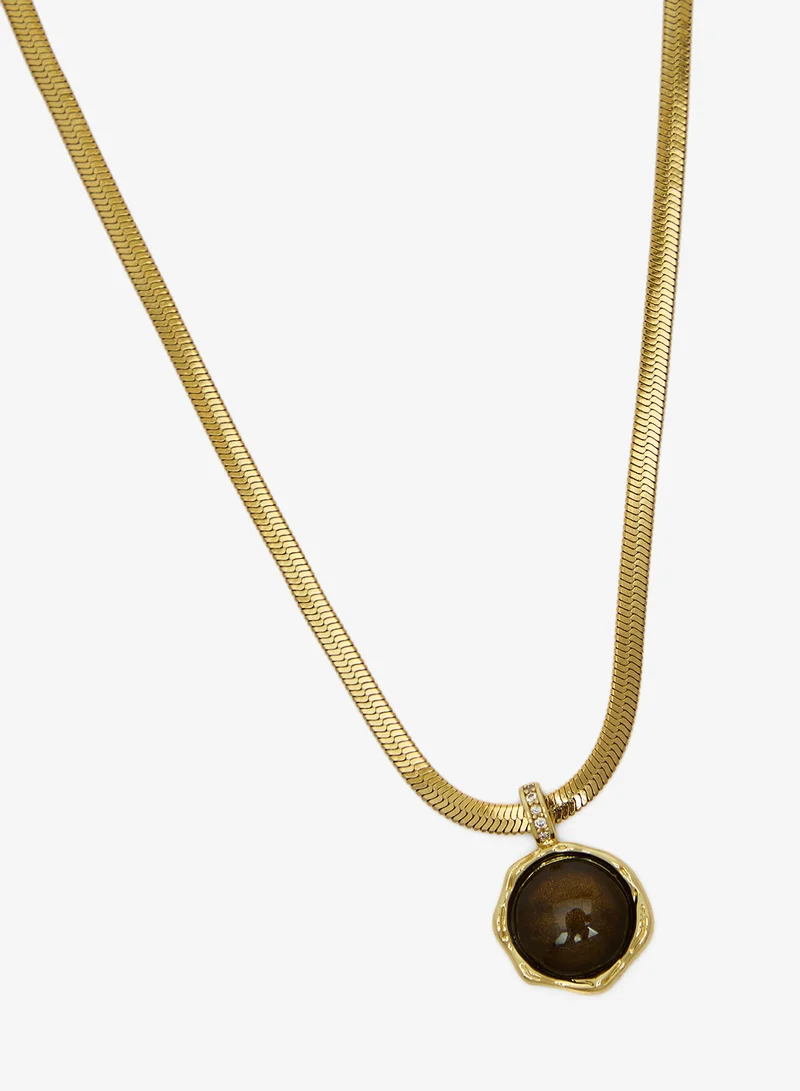 Seventy Five Chain Necklace With Round Football Pendant