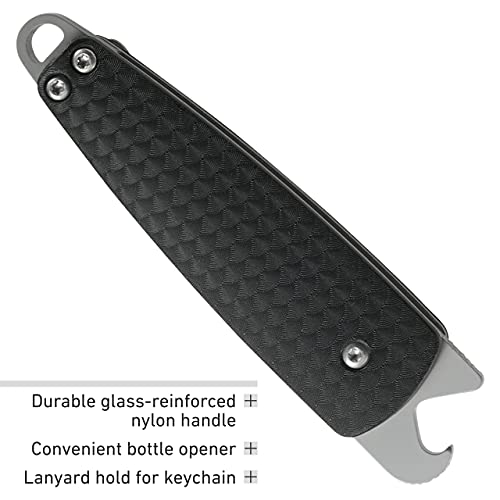 CRKT Dually Folding Carry Knife: Plain Edge Folder with Slip Joint - Everyday Carry Folded Knife, Black Glass Reinforced Nylon Handle with Lanyard Hole, Bottle Opener 7086 - Image 5