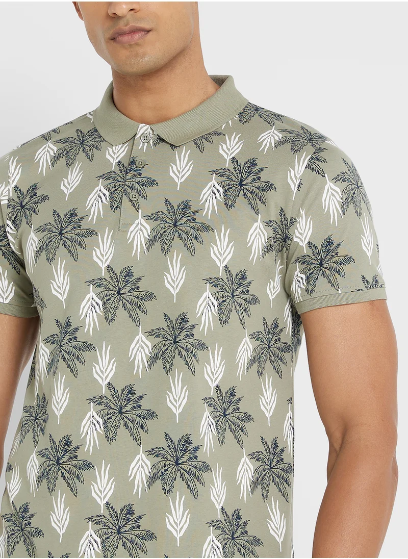 BRAVE SOUL Printed Short Sleeve Polo Shirt