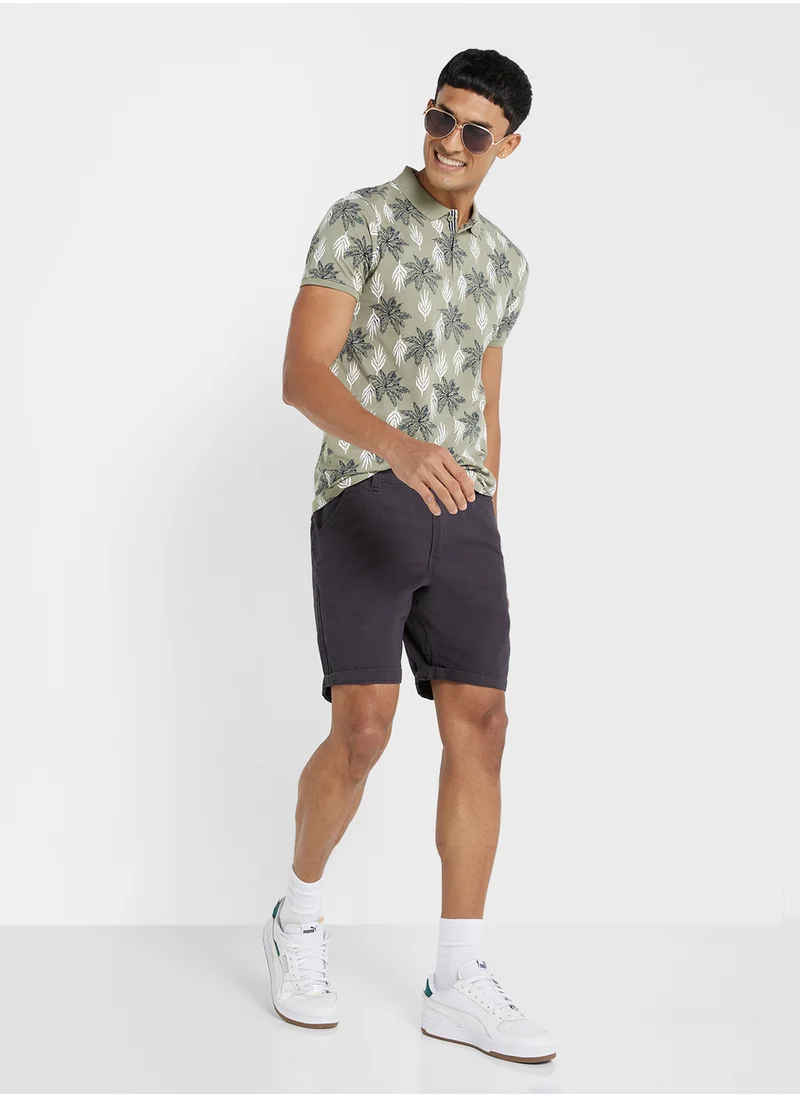 BRAVE SOUL Printed Short Sleeve Polo Shirt