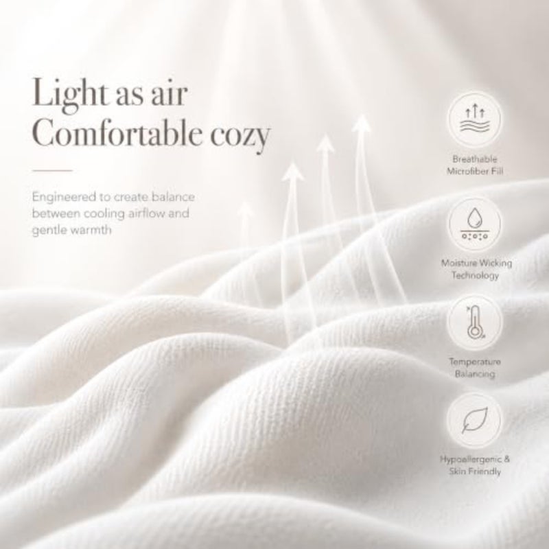 Duvet Comforter - King 220x240cm All-Season Ultra-Soft Microfiber Fill Lightweight, Fluffy and Breathable White Hotel-Quality Quilt Made in UAE - Image 3