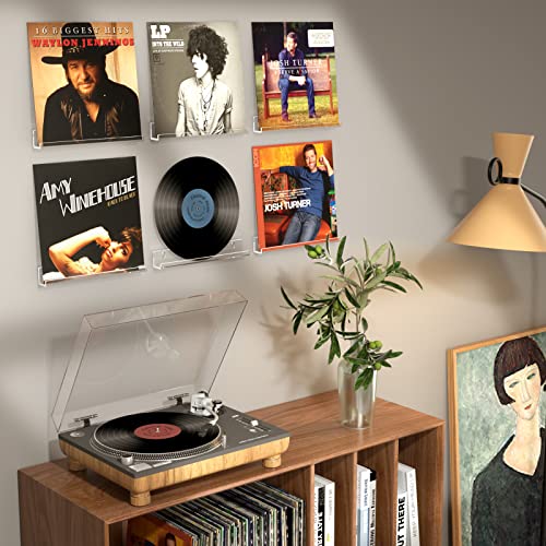 FEMELI Vinyl Record Shelf Wall Mount - 6 Pack 12-inch Clear Acrylic Album Record Holder Display Rack - Art for The Collector - Image 3