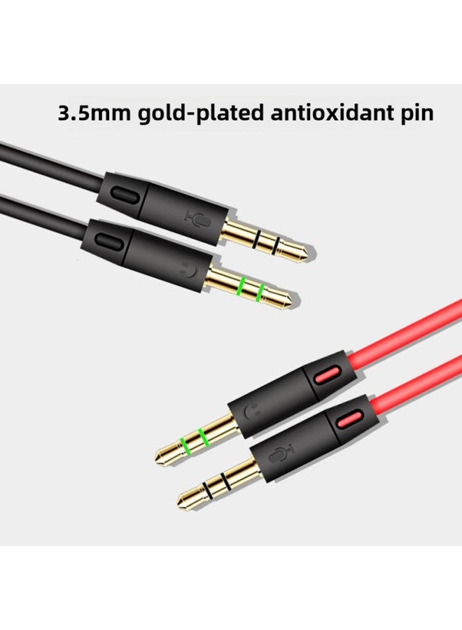 Mobile Phone Headset With Microphone Two-in-one Adapter Desktop Computer Headset Audio Cable Two-in-one Microphone Adapter-Color:Black  - Image 3