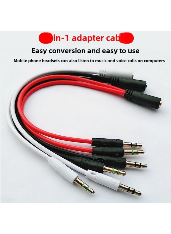 Mobile Phone Headset With Microphone Two-in-one Adapter Desktop Computer Headset Audio Cable Two-in-one Microphone Adapter-Color:Black  - Image 2