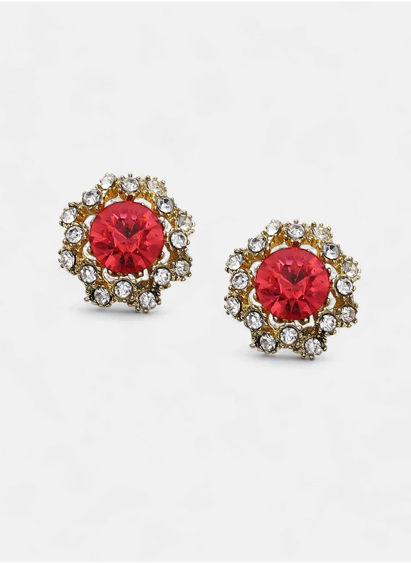 SOHI Contemporary Stones Stud Earrings