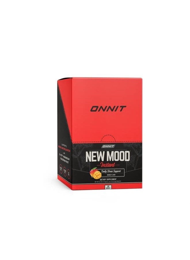 Onnit - New Mood Instant - Mango Flavor - Daily Stress, Mood, Sleep Supplement - 5-HTP, Chamomile, Magnesium, L-Tryptophan (30ct Box) - Image 1