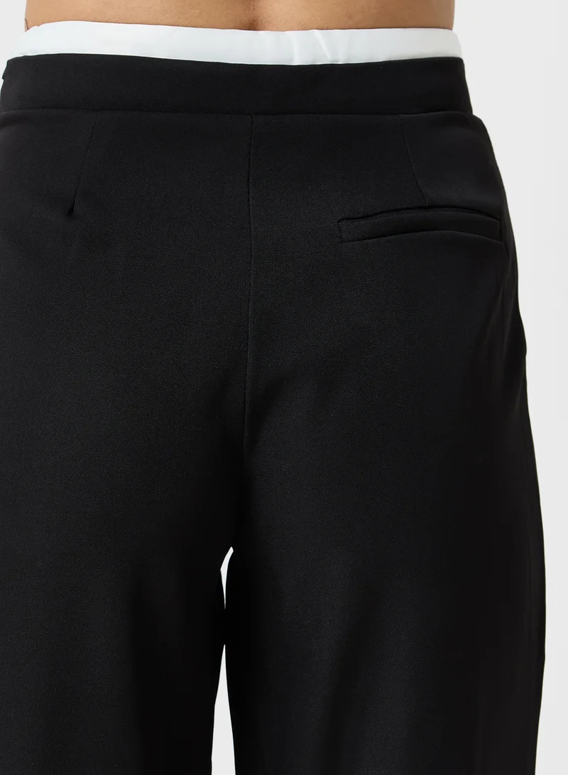 Ginger Contrast Waistband Detail Wide Leg Pants