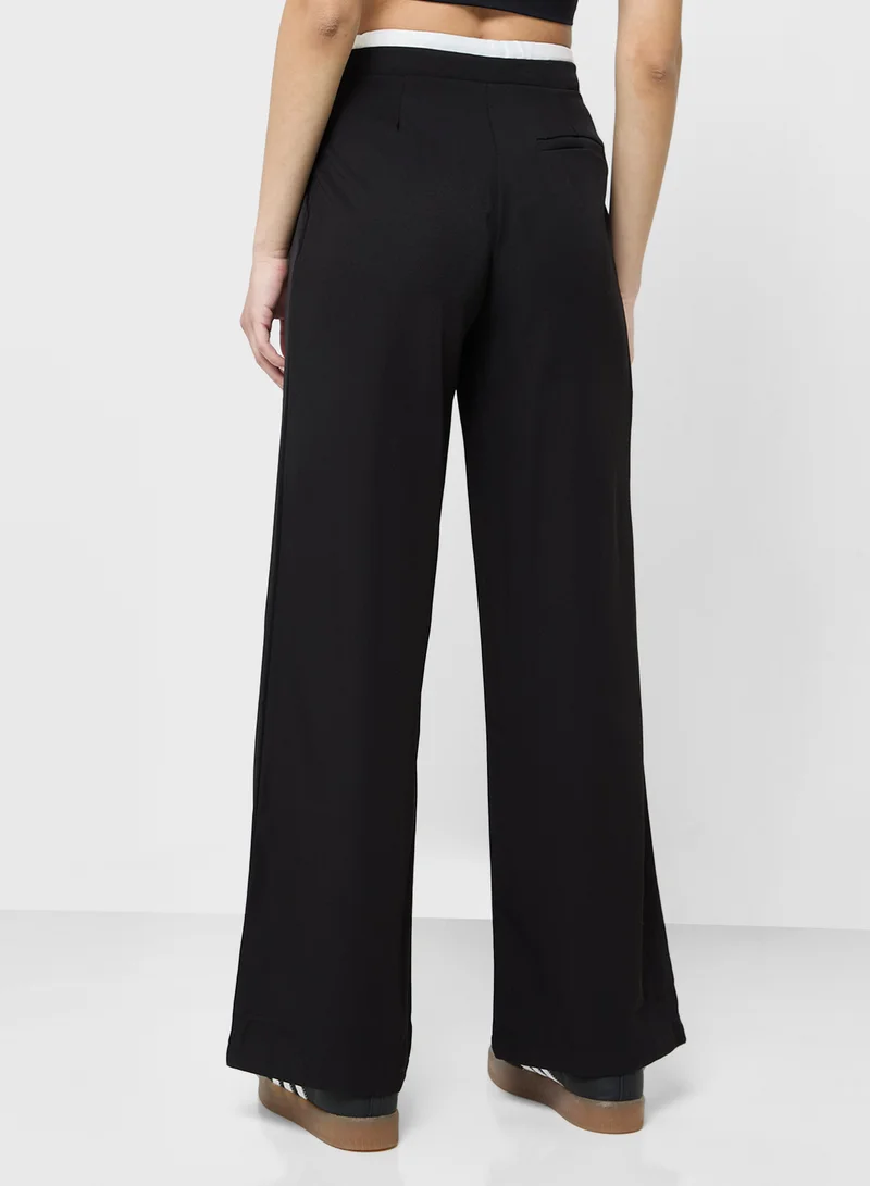 Ginger Contrast Waistband Detail Wide Leg Pants