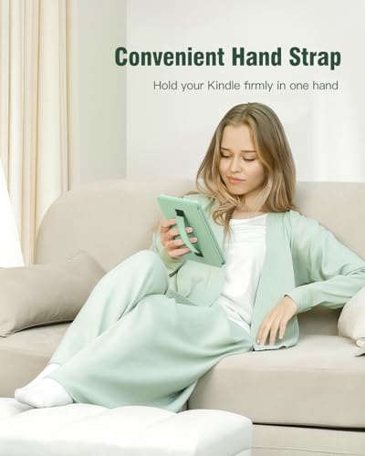 MoKo Case for 6" All-New Kindle (11th Generation-2024/2022 Release), Lightweight Shell Cover with Hand Strap Auto Wake/Sleep for Kindle 11th Generation 2024 e-Reader, Agave Green - Image 3