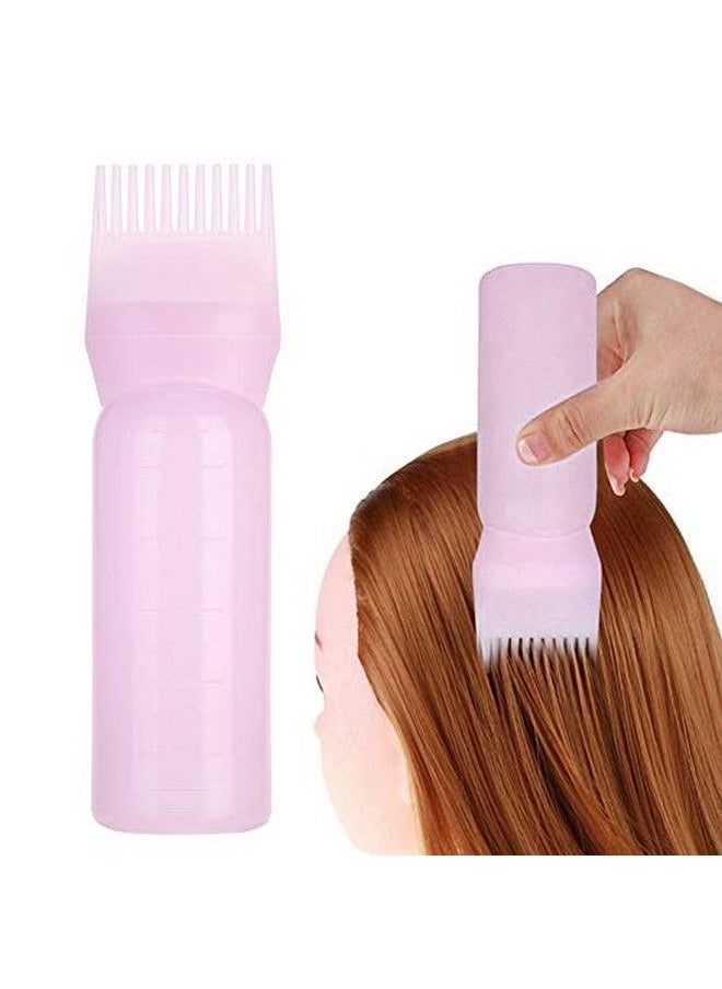 زجاجة مشط الجذور بسعة 160 مل وزجاجة صبغة الشعر بمقياس متدرج وفرشاة احترافية ومشط لتصفيف الشعر وتلوينه وتصفيفه (وردي)