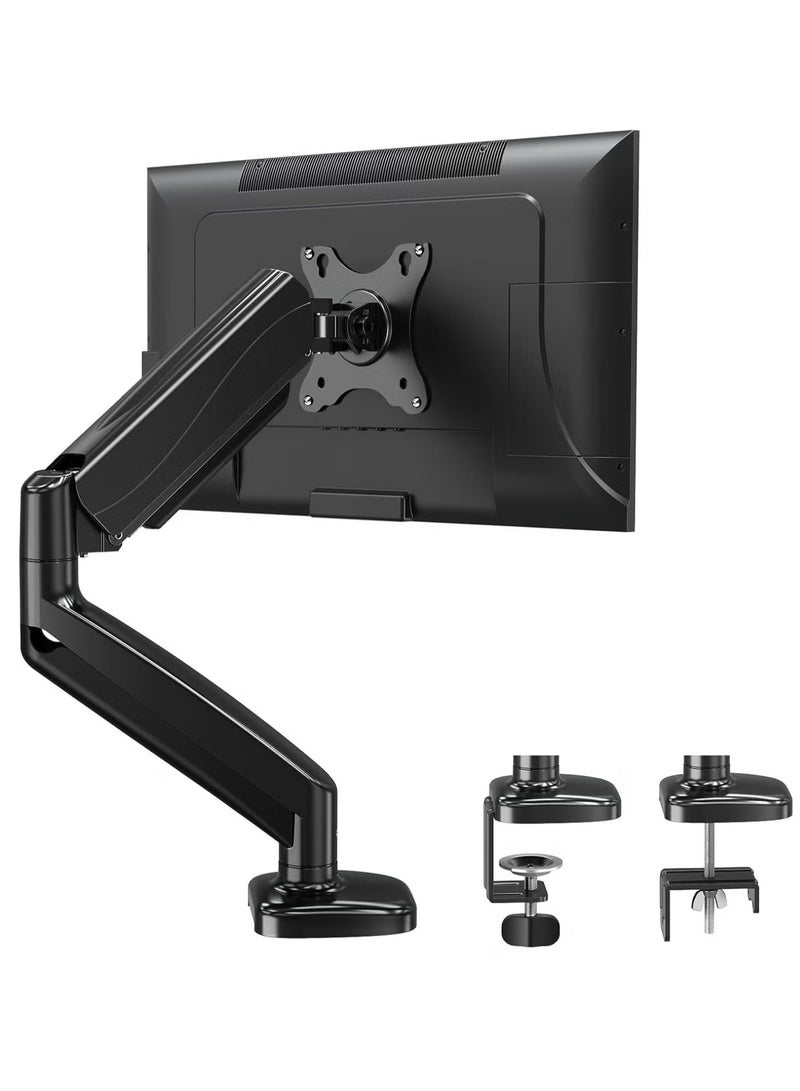 JAJEEK Single Monitor Arm for 13-32 Inch Monitors, Gas Spring Arm with 360° Rotation, VESA 75x75/100x100mm, C-Clamp & Grommet Base, Adjustable Stand for Monitors up to 8KG - Image 1