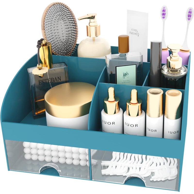 COMFYROOM Makeup Organizer with Drawers, Cosmetic Storage for Dresser Vanity and Bathroom Countertop, Beauty Holder for Lipstick Brush, Skincare Organizer for Vanity, Cosmetic Display Case (Dark Green) - Image 2