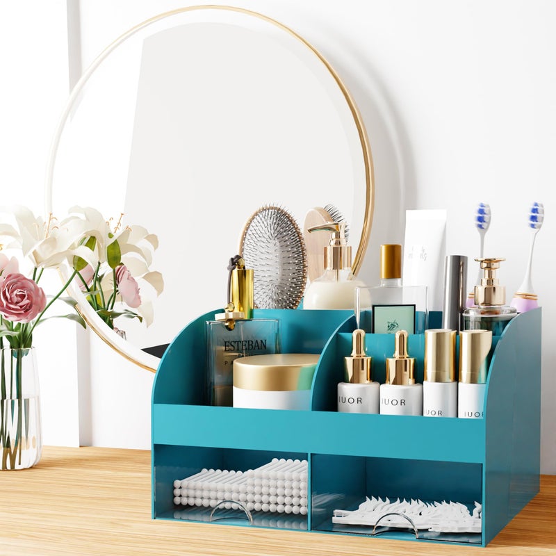 COMFYROOM Makeup Organizer with Drawers, Cosmetic Storage for Dresser Vanity and Bathroom Countertop, Beauty Holder for Lipstick Brush, Skincare Organizer for Vanity, Cosmetic Display Case (Dark Green) - Image 3