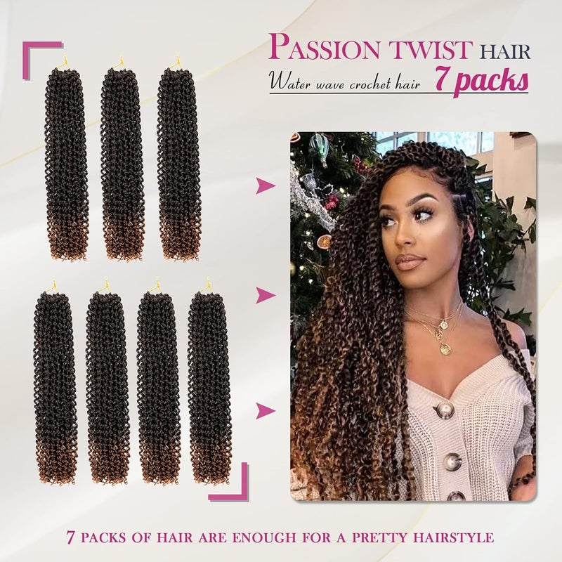 Dansama Passion Twist Hair Water Wave Braiding Hair for Butterfly Style Crochet Braids Bohemian Hair Extensions (18inch (Pack of 7), T1B/30) - Image 2