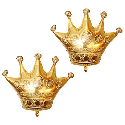 Tellpet Crown Balloons Foil Helium Mylar Balloon Gold 2 Pieces - Image 1