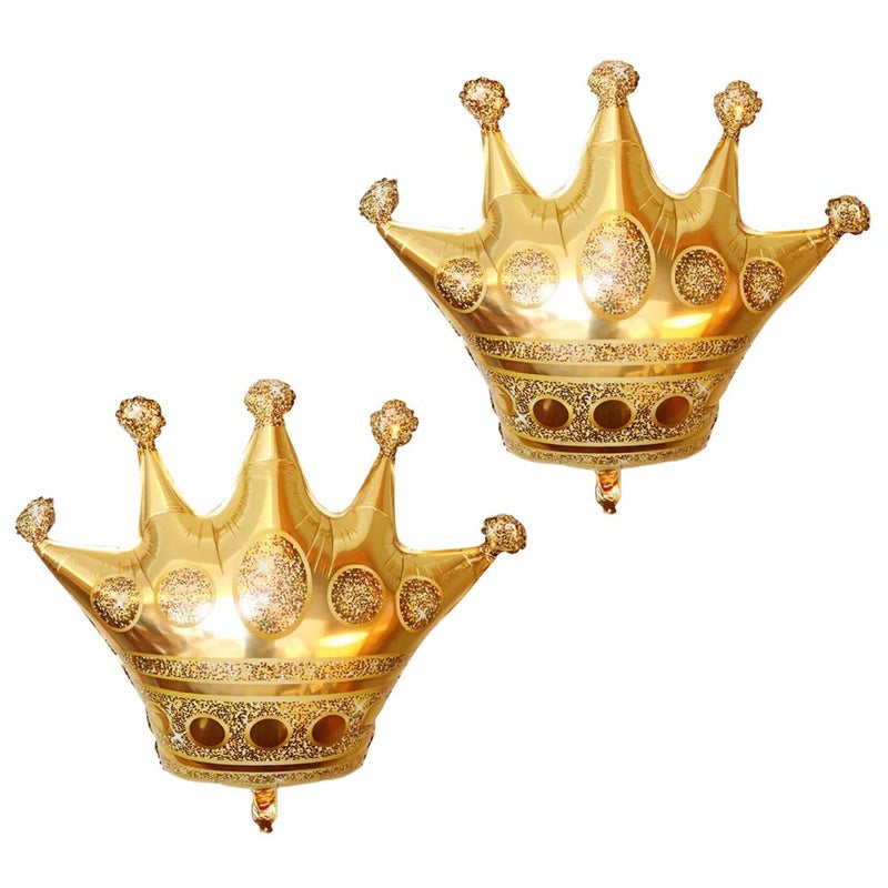 Tellpet Crown Balloons Foil Helium Mylar Balloon Gold 2 Pieces - Image 3