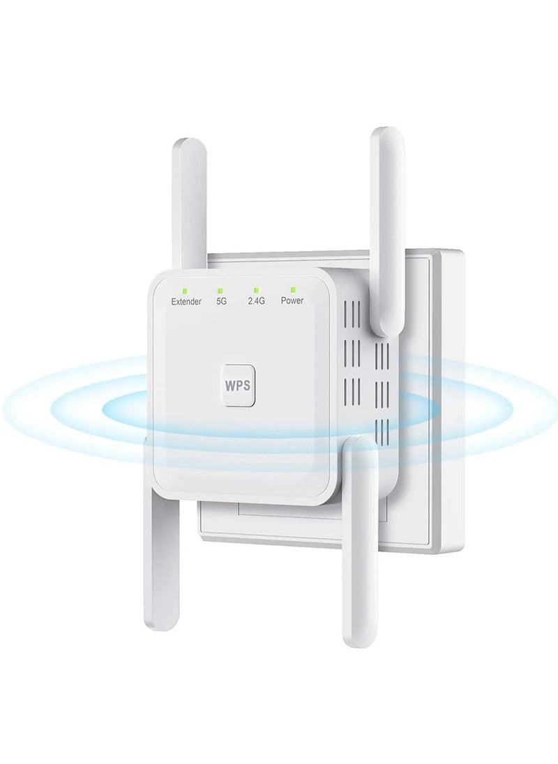 Generic موسع واي فاي، مكرر واي فاي، معزز واي فاي ثنائي النطاق 5G 1200Mbps للمنزل، معزز إنترنت مع إيثرنت، مع 4 هوائيات، إعداد سهل  - Image 1