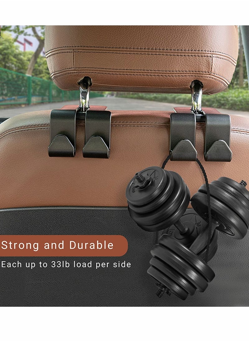 SYOSI Car Seat Headrest Hooks, Back Hidden Double Hook for Purses and Bags Organizer, Storage Hooks Handbag Purse Grocery Cloth fit Universal Vehicle (4 Pack,Black)  - Image 5