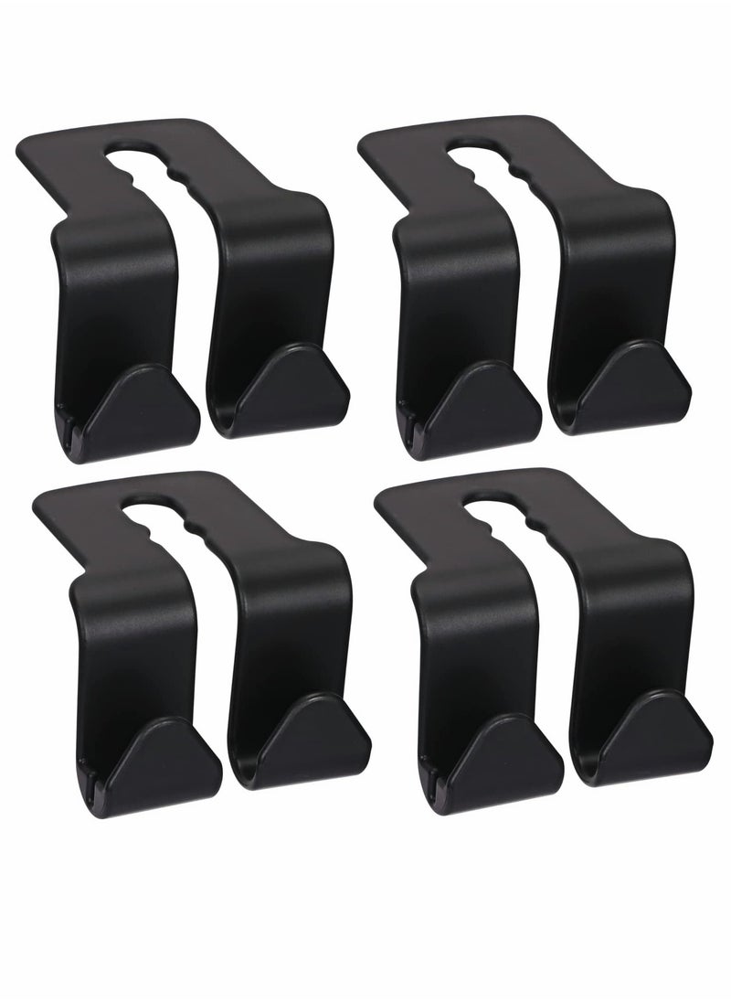 SYOSI Car Seat Headrest Hooks, Back Hidden Double Hook for Purses and Bags Organizer, Storage Hooks Handbag Purse Grocery Cloth fit Universal Vehicle (4 Pack,Black)  - Image 1