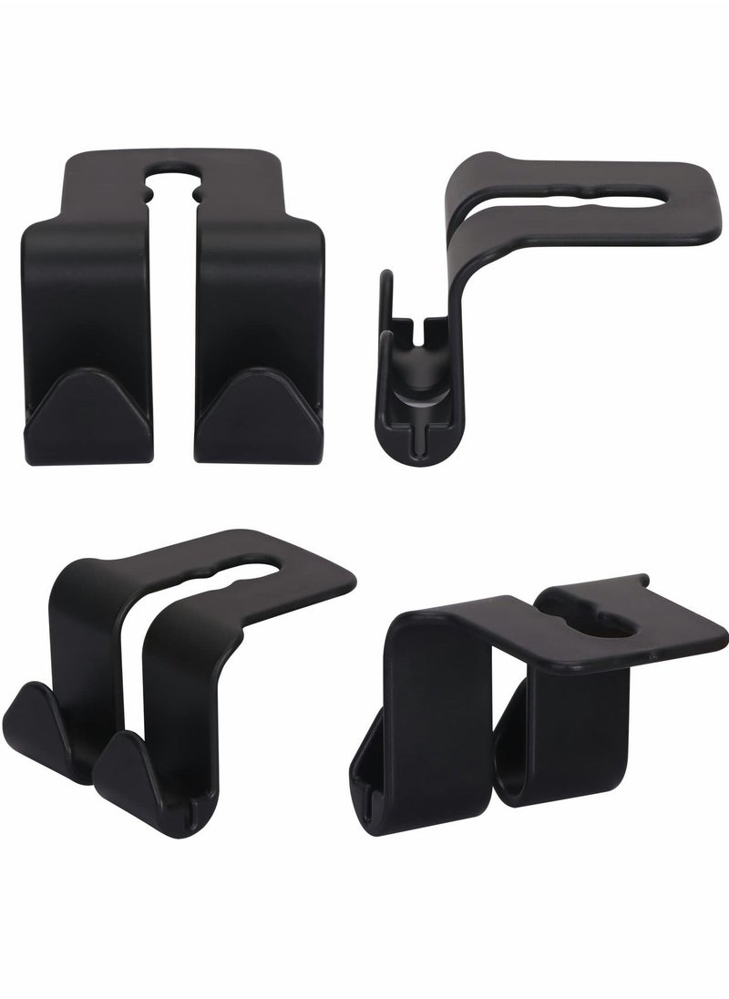 SYOSI Car Seat Headrest Hooks, Back Hidden Double Hook for Purses and Bags Organizer, Storage Hooks Handbag Purse Grocery Cloth fit Universal Vehicle (4 Pack,Black)  - Image 2