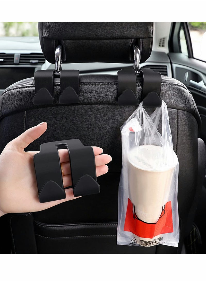 SYOSI Car Seat Headrest Hooks, Back Hidden Double Hook for Purses and Bags Organizer, Storage Hooks Handbag Purse Grocery Cloth fit Universal Vehicle (4 Pack,Black)  - Image 3